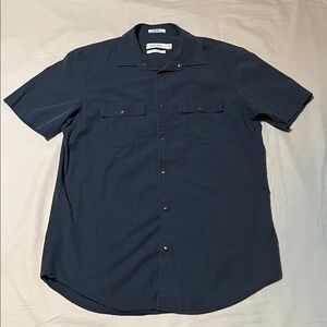Calvin Klein Charcoal Grey Button Down Short Sleeve Shirt